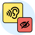 Illustration with ear and eye icons